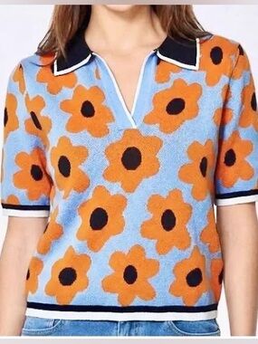 Nanette Lepore Short Sleeve Collared Sweater
